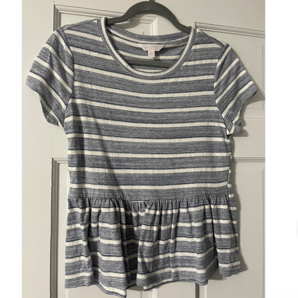 Kohls, Lauren Conrad, striped blue and white top